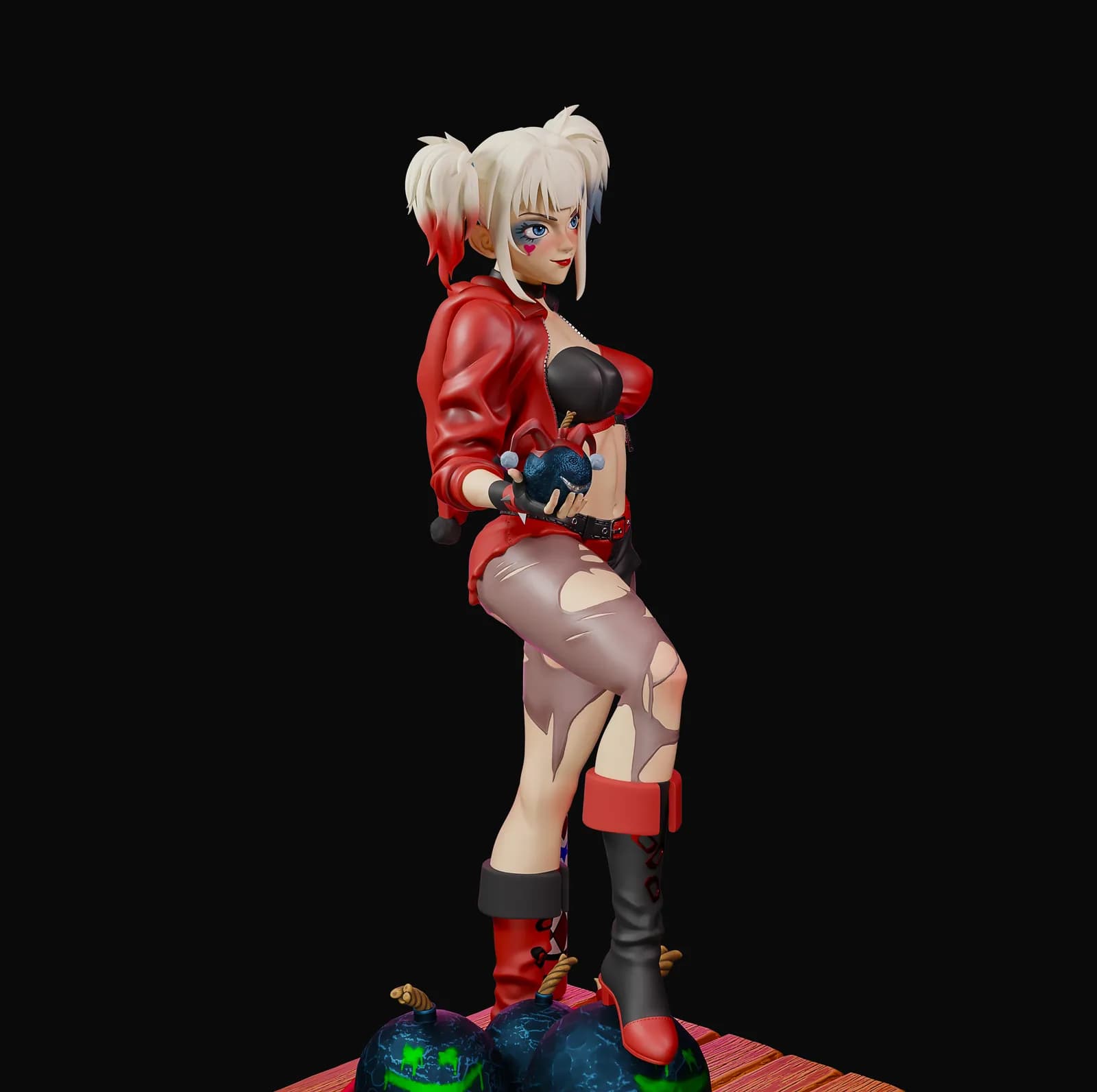STL - Harley Quinn estilo anime render 4
