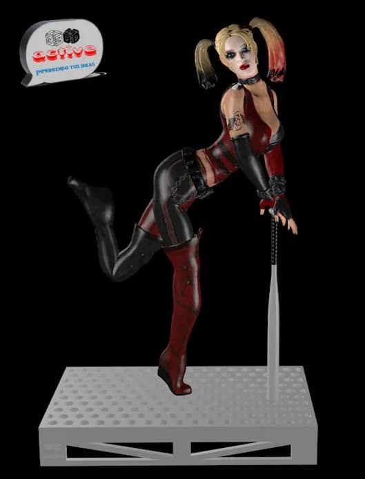 STL - Harley Quinn Rojo y Negro render 2