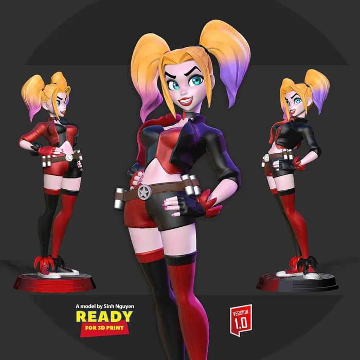 STL - harley quinn stylized render 2