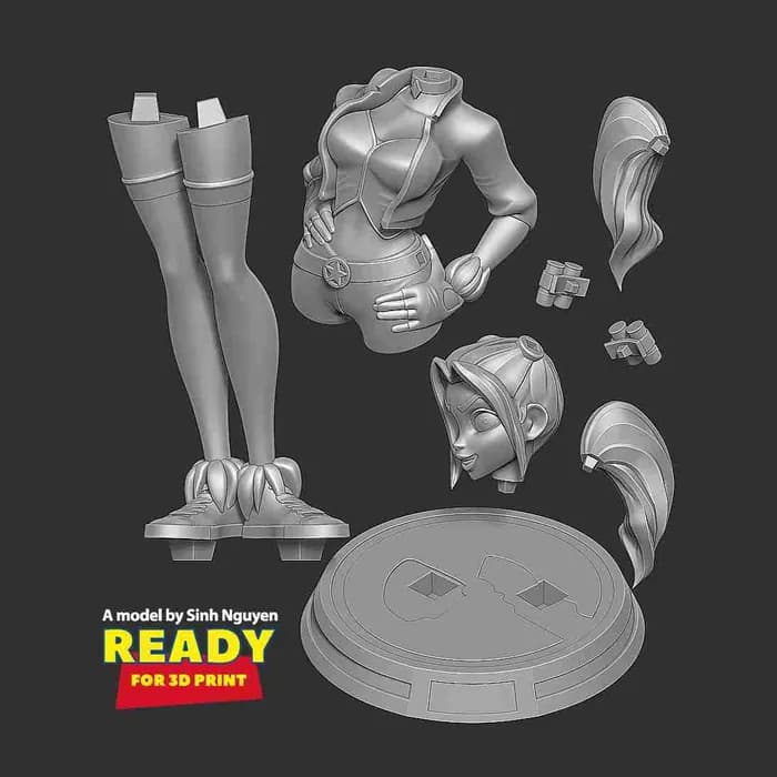 STL - harley quinn stylized render 3