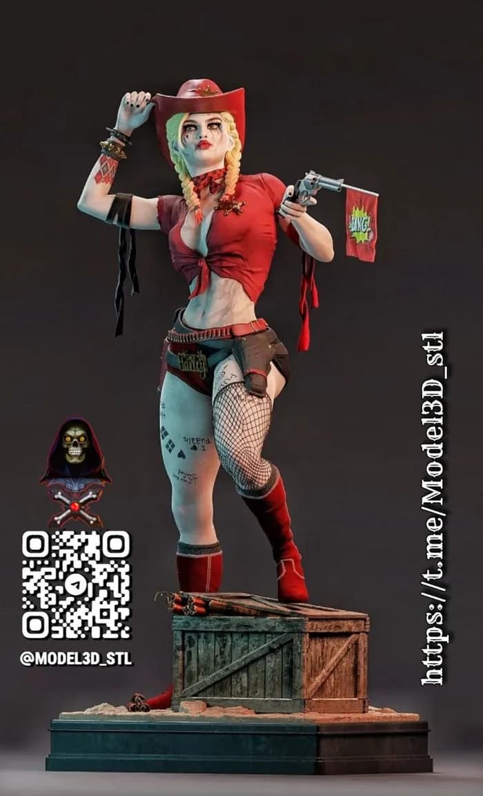 STL - Harley Quinn vaquera pistolera