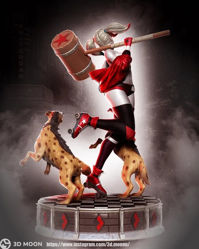 STL - Harley Quinn y sus hienas render 2