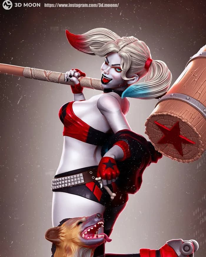 STL - Harley Quinn y sus hienas render 3