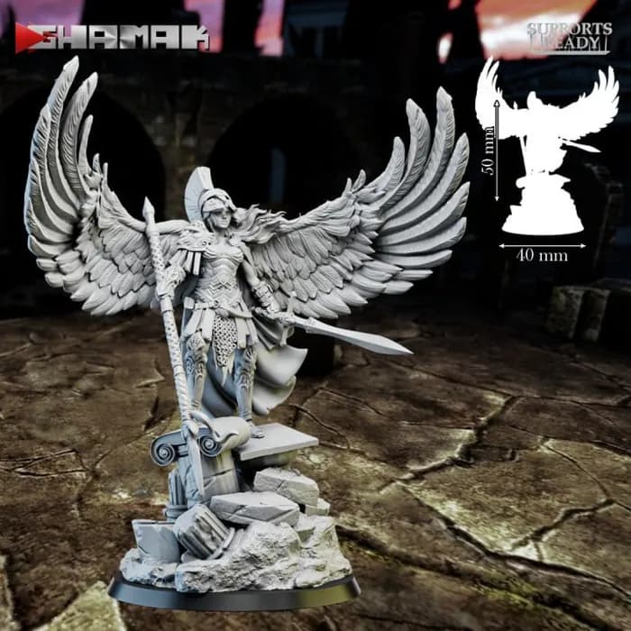 STL - Heroína alada con armadura render 2