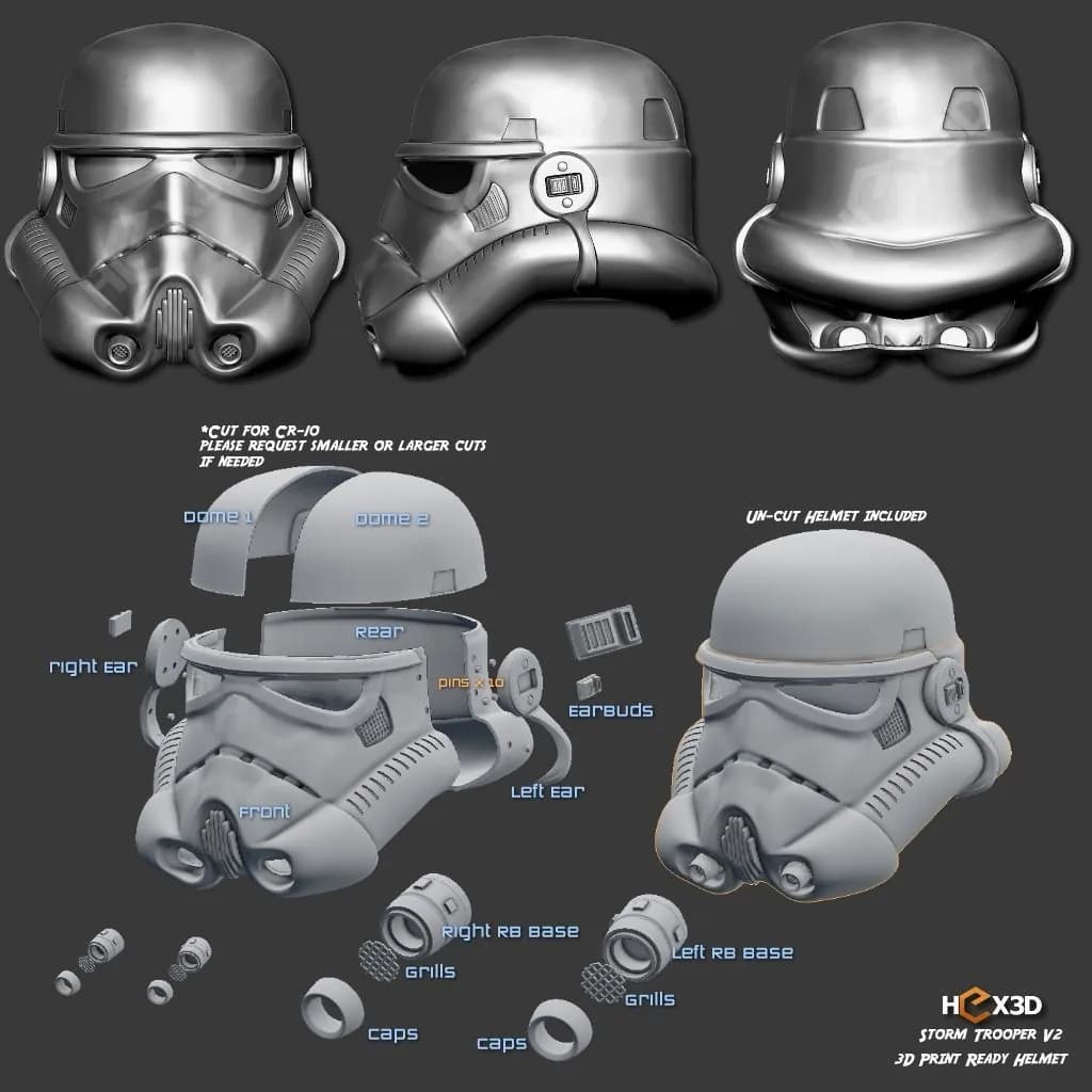 STL - Hex3D Stormtrooper Helmet render 2