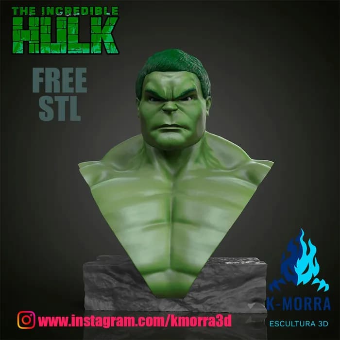 STL - hulk bust by kmorra3d
