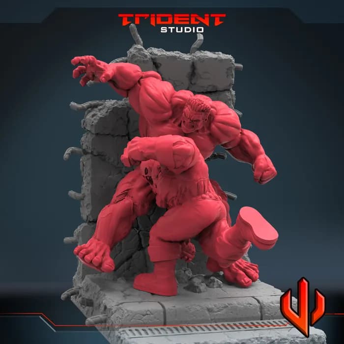 STL - Hulk luchando contra enemigo render 4