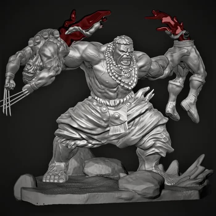 STL - Hulk vs Wolverine 2 render 2