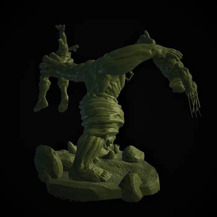 STL - Hulk vs Wolverine 2 render 5