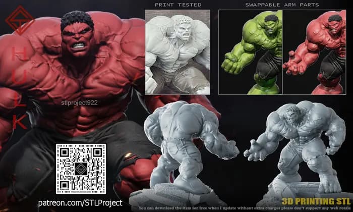 STL - Hulk y Red Hulk render 2