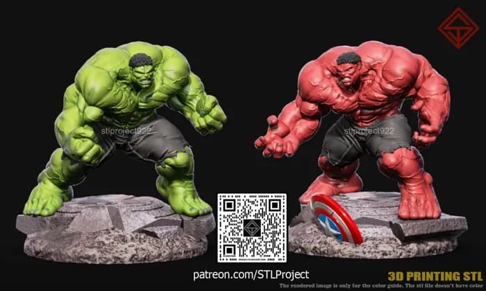 STL - Hulk y Red Hulk render 4