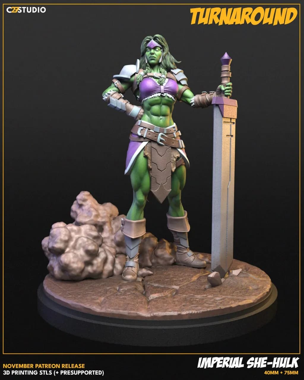 STL - Imperial She Hulk figura guerrera render 3