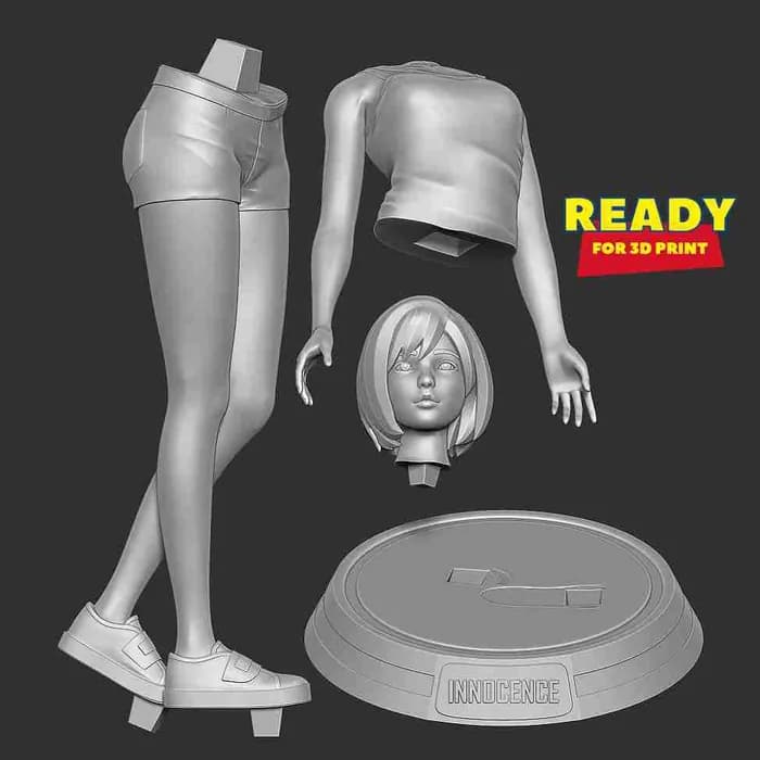 STL - innocent girl render 3