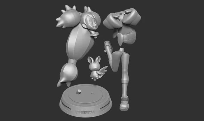 STL - iris and emolga pokemon fanart render 4