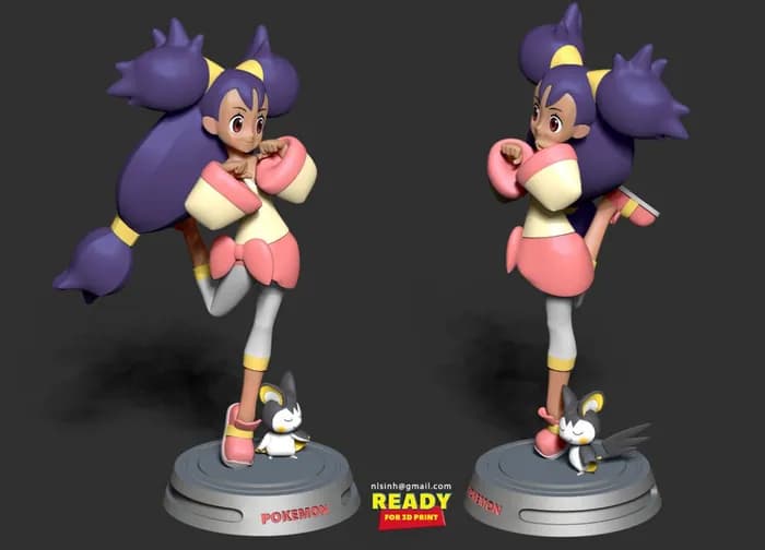 STL - iris and emolga pokemon fanart render 5