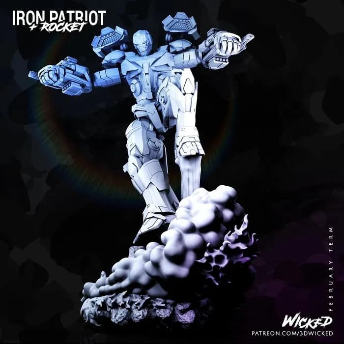STL - Iron Patriot con cohete render 2