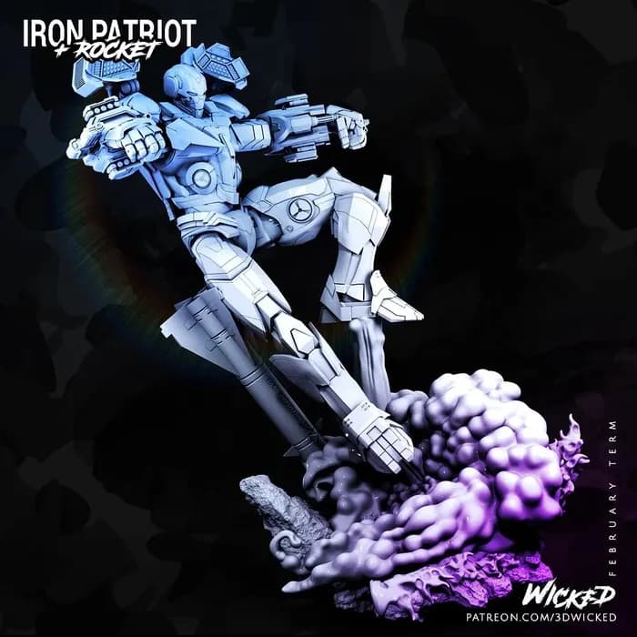 STL - Iron Patriot con cohete render 3