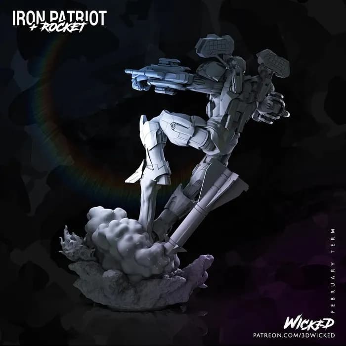 STL - Iron Patriot con cohete render 4