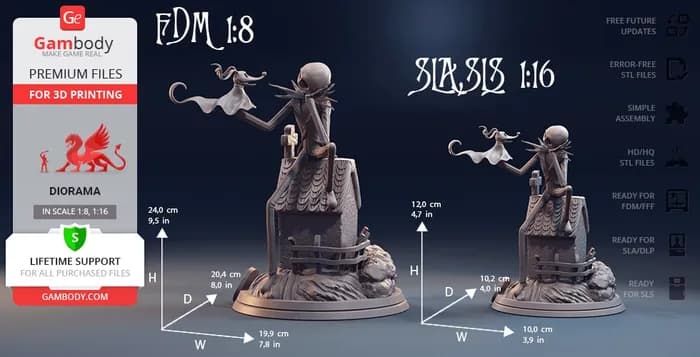 STL - jack skellington & zero render 3