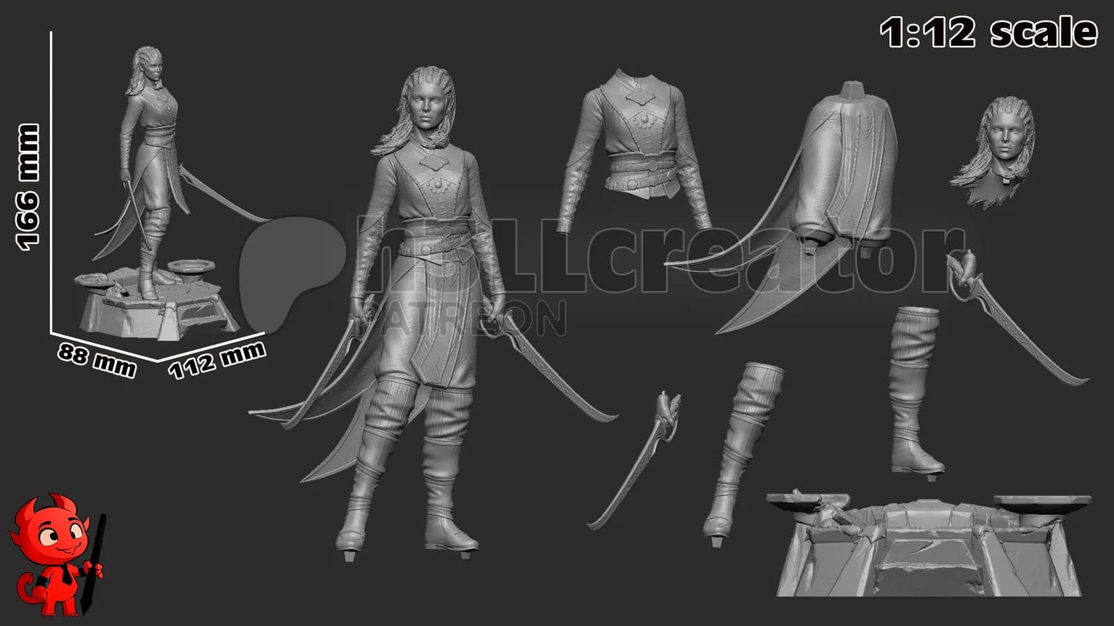 STL - Jaheira guerrera élfica render 2