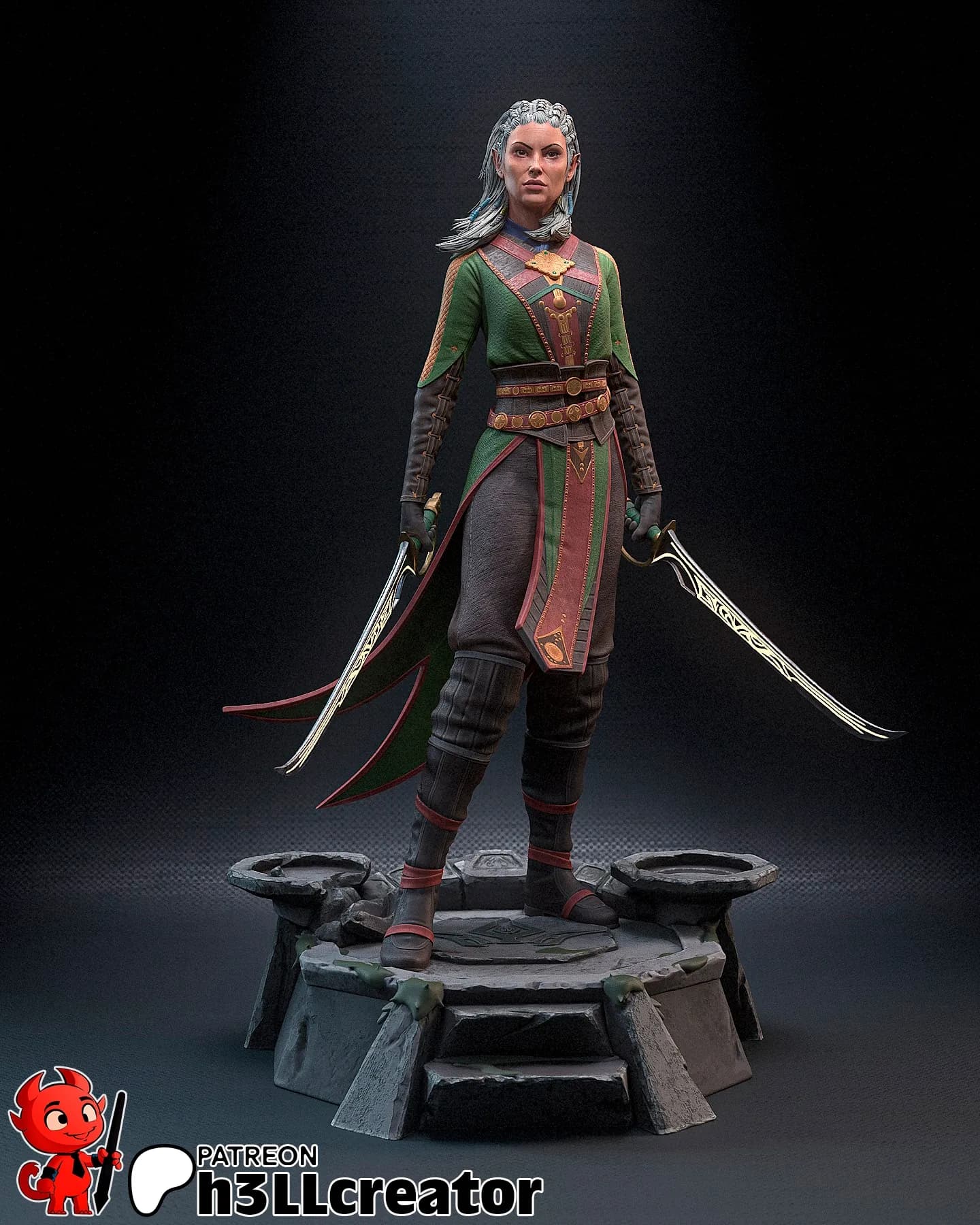 STL - Jaheira guerrera élfica render 3