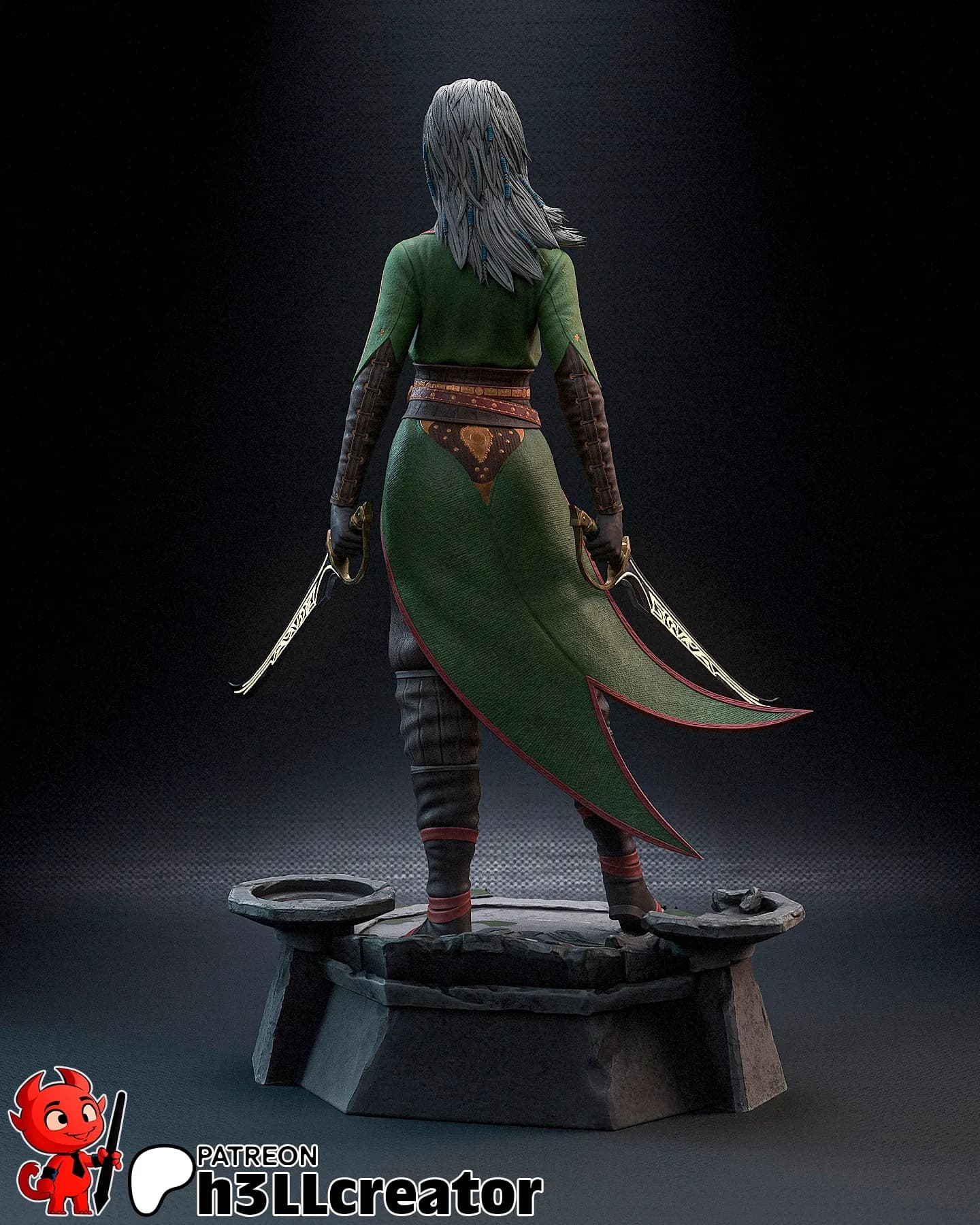 STL - Jaheira guerrera élfica render 4