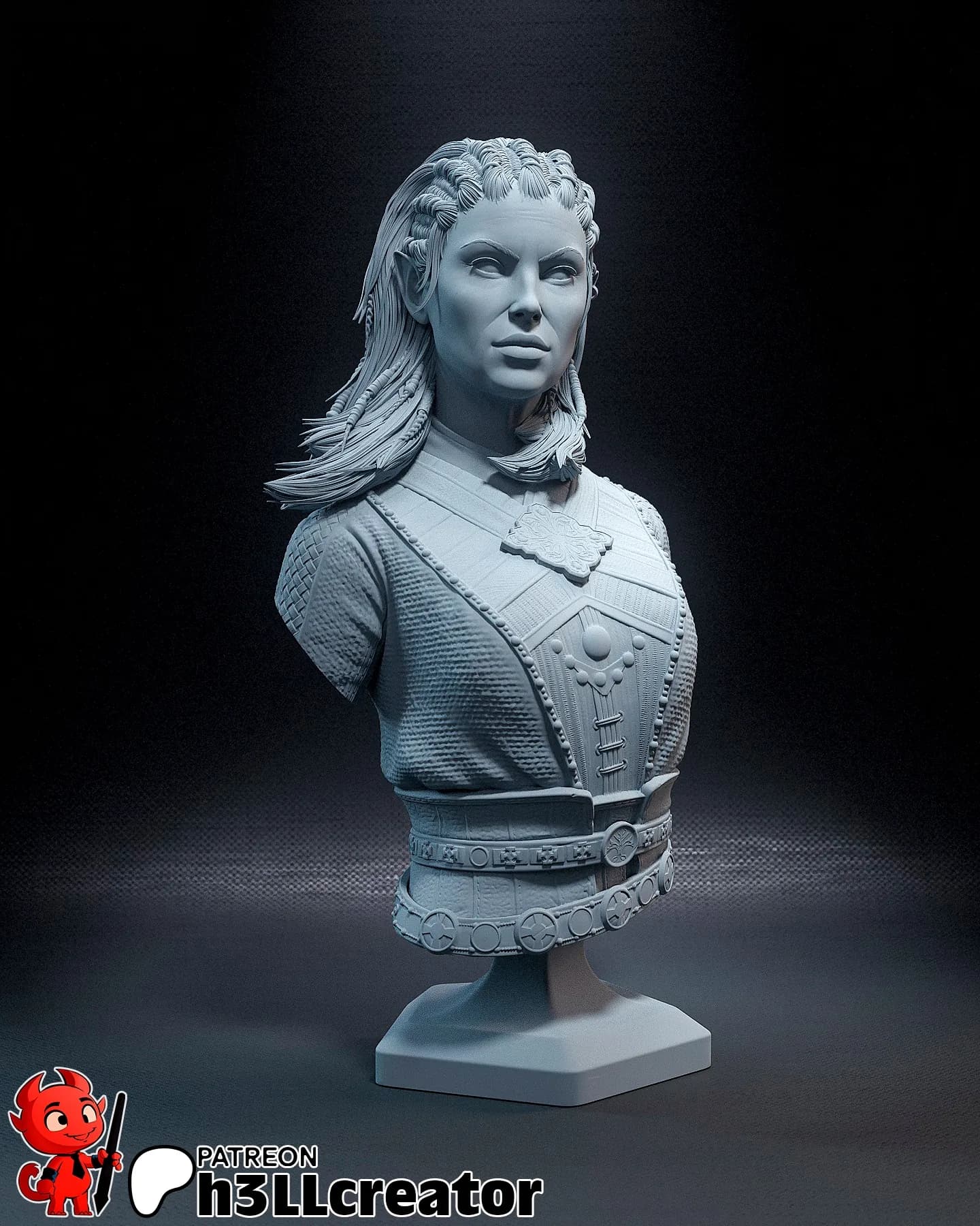 STL - Jaheira guerrera élfica render 5