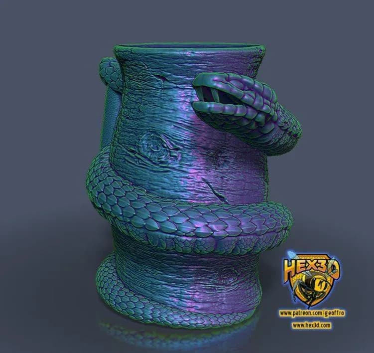 STL - Jarrón con serpiente tentaculada