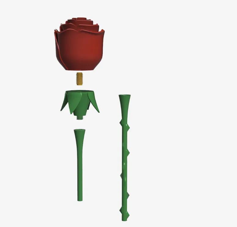 STL - Jarrón moderno con rosas rojas