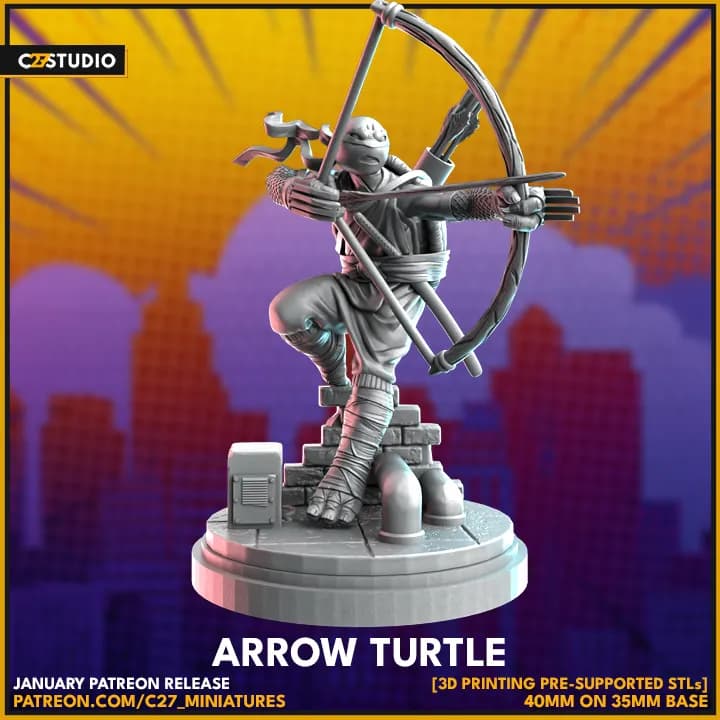 STL - Jennika Ninja Tortuga con Arco render 3