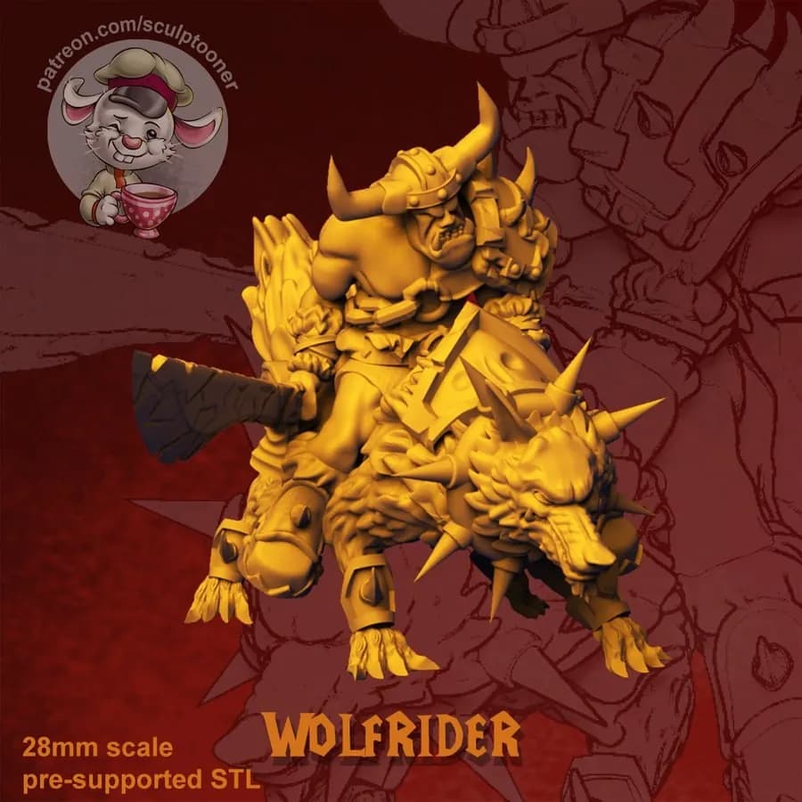 STL - jinete de lobo orco