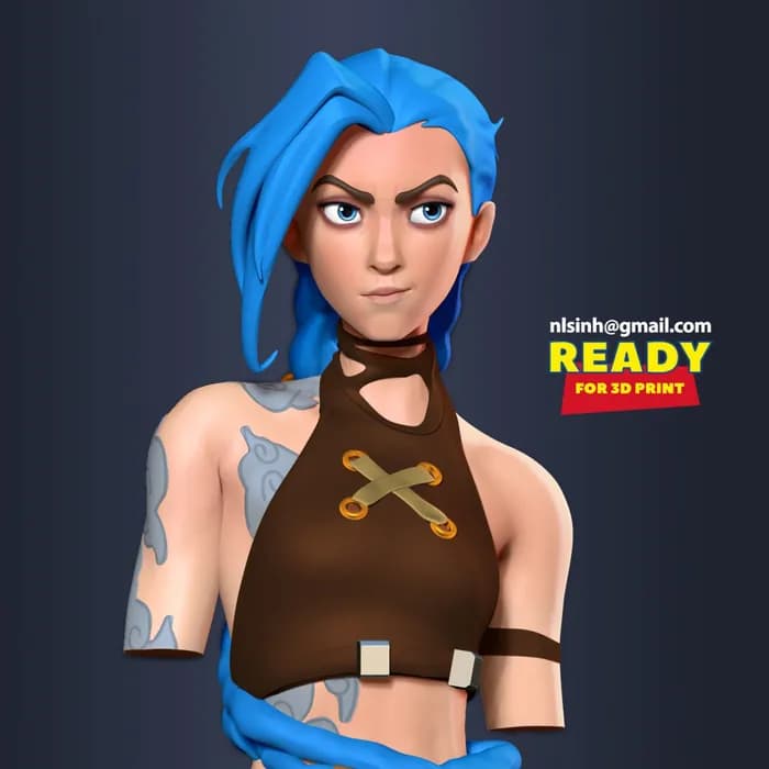 STL - jinx bust arcane fanart