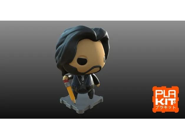STL - john wick gun pencil render 3