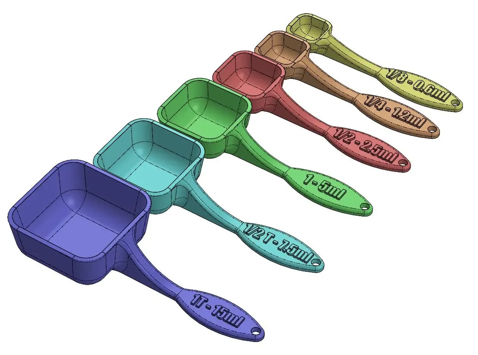 STL - Juego de cucharas medidoras render 4