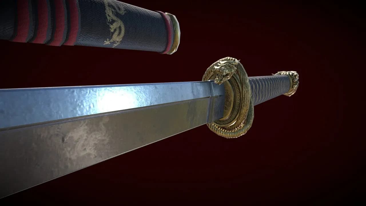 STL - Katana con diseño de dragón