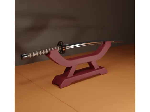 STL - Katana con soporte render 3