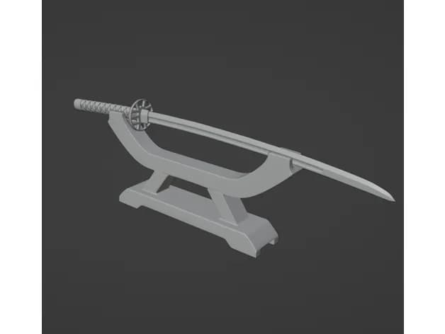 STL - Katana con soporte render 5