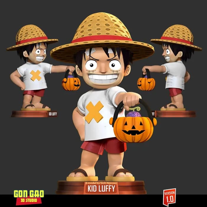 STL - kid luffy halloween render 2