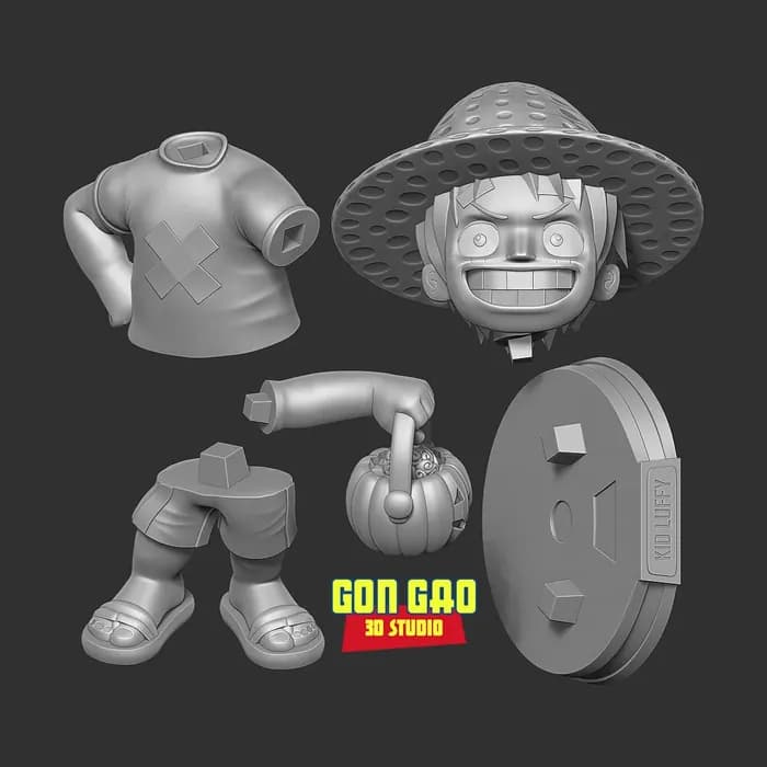 STL - kid luffy halloween render 3