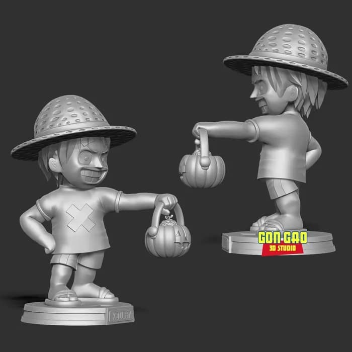 STL - kid luffy halloween render 4