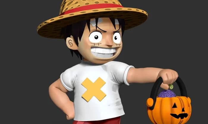 STL - kid luffy halloween render 5