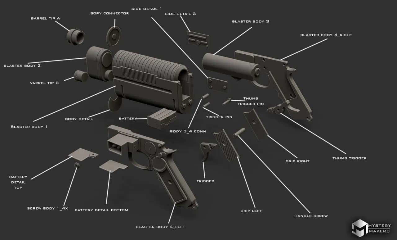 STL - Kit de bláster de mano modelo K16