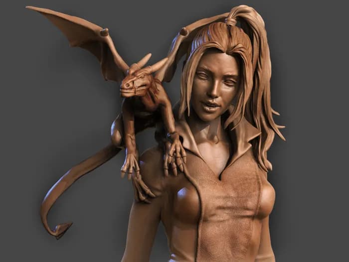 STL - Kitty Pryde con Dragon Lilac render 4
