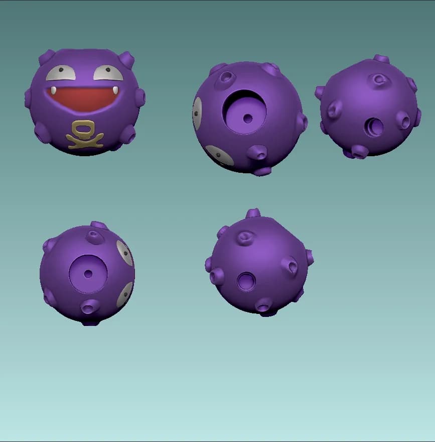 STL - Koffing "Smoking Pipe" Figura render 3