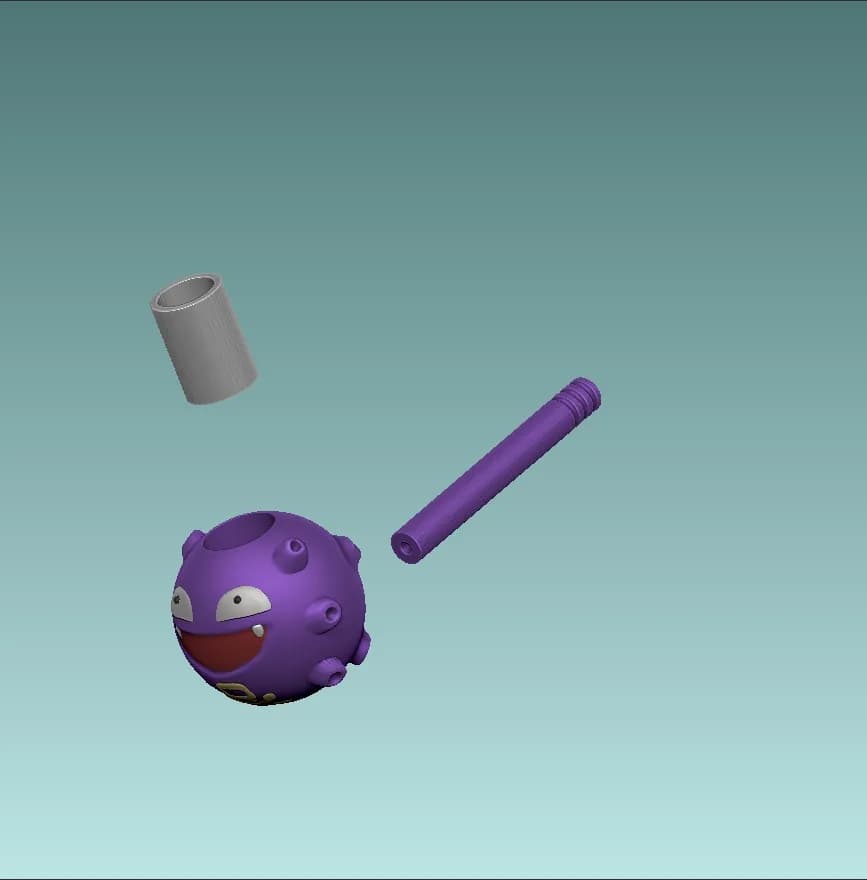 STL - Koffing "Smoking Pipe" Figura render 4