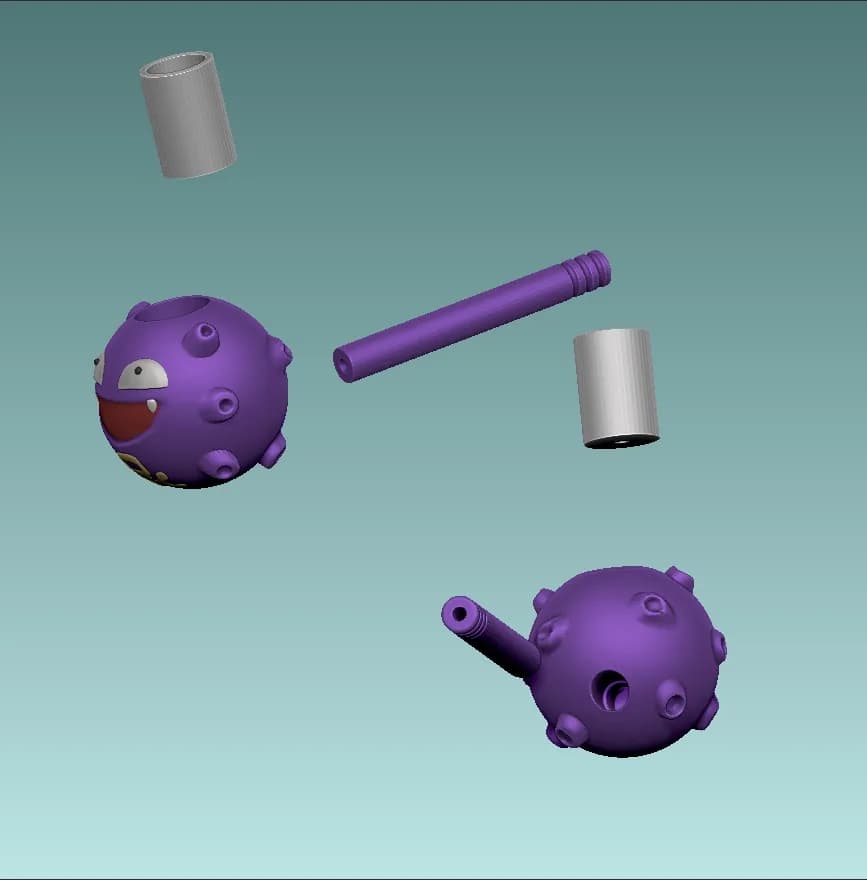 STL - Koffing "Smoking Pipe" Figura render 5