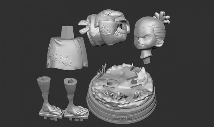 STL - kozuki momonosuke one piece render 2