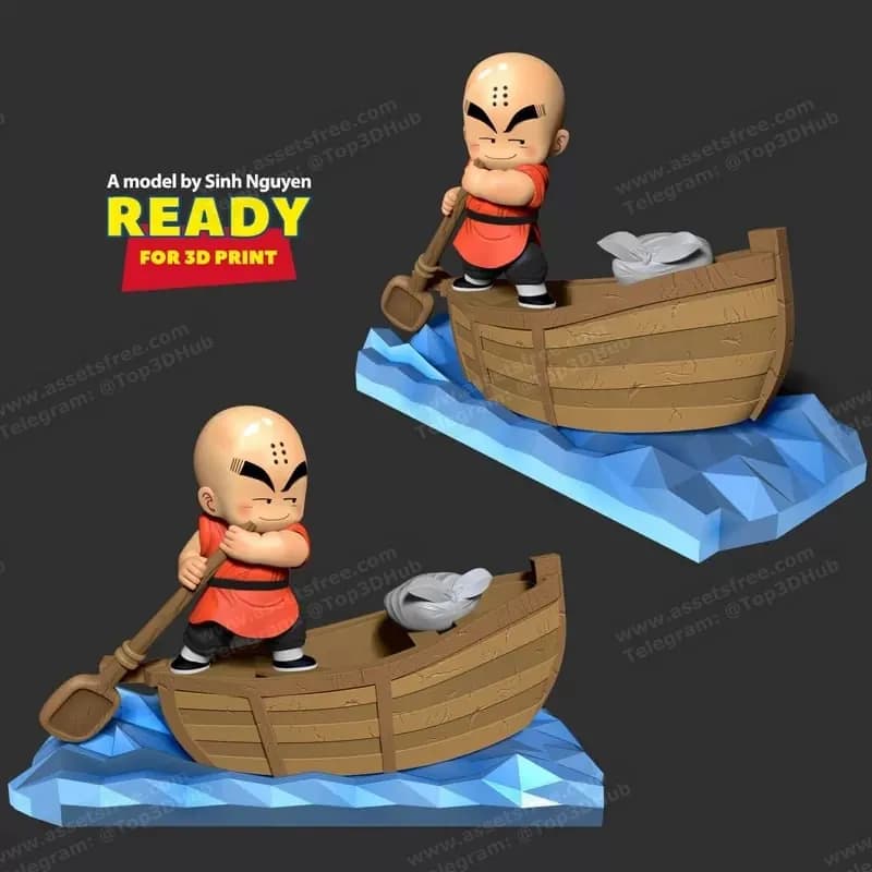 STL - Krillin en bote remando