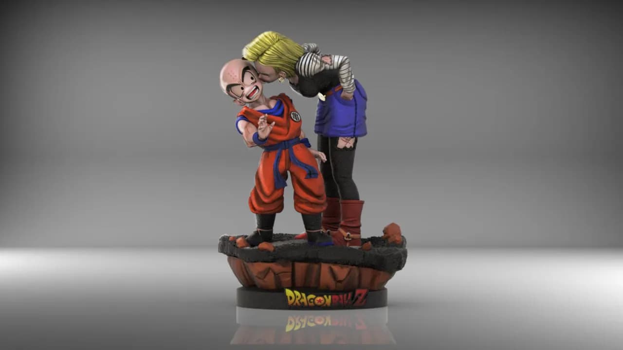 STL - Krillin y Androide 18 besandose