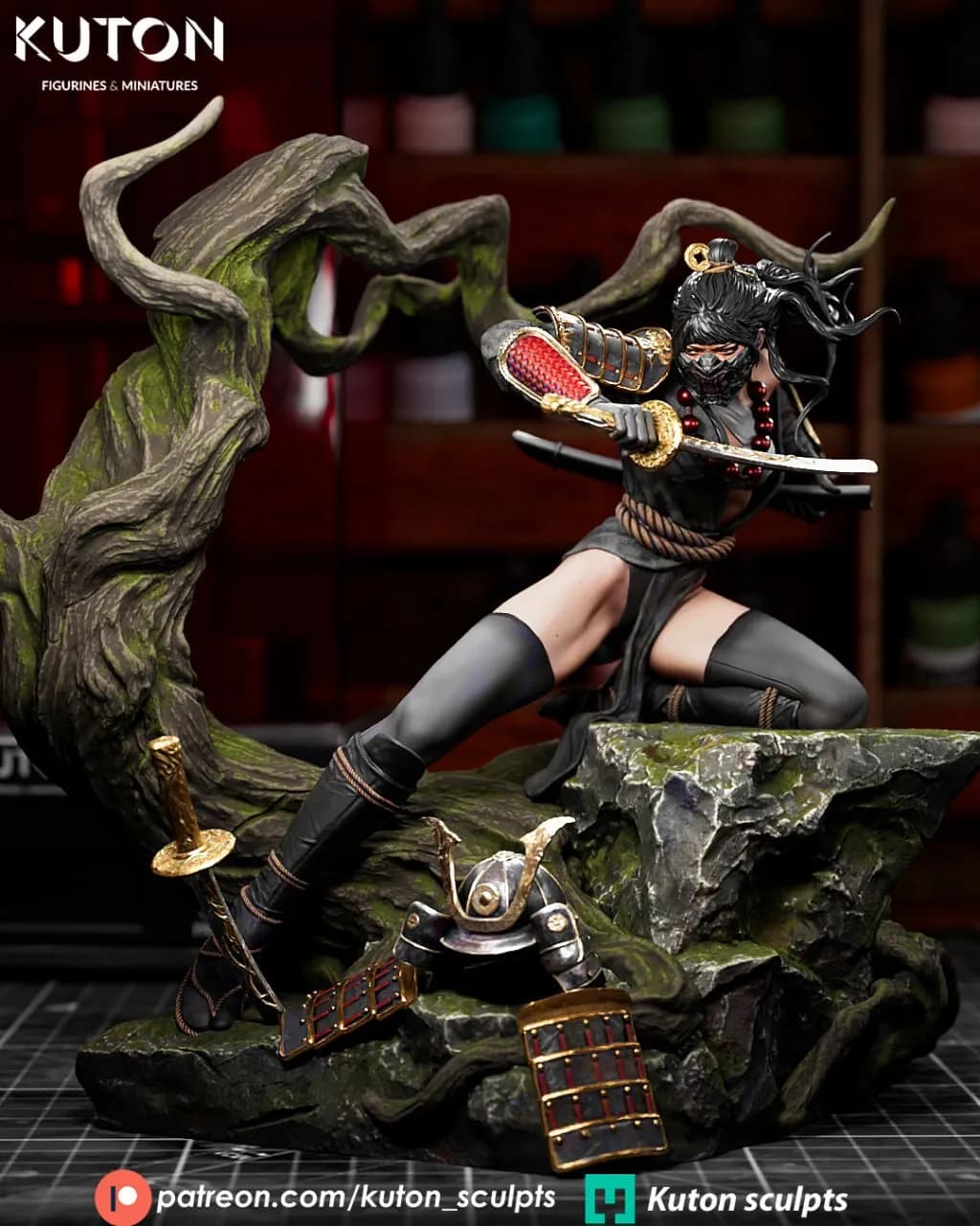 STL - Kunoichi guerrera samurái render 3